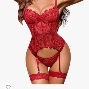 Women 4 Piece Floral Lace Garter